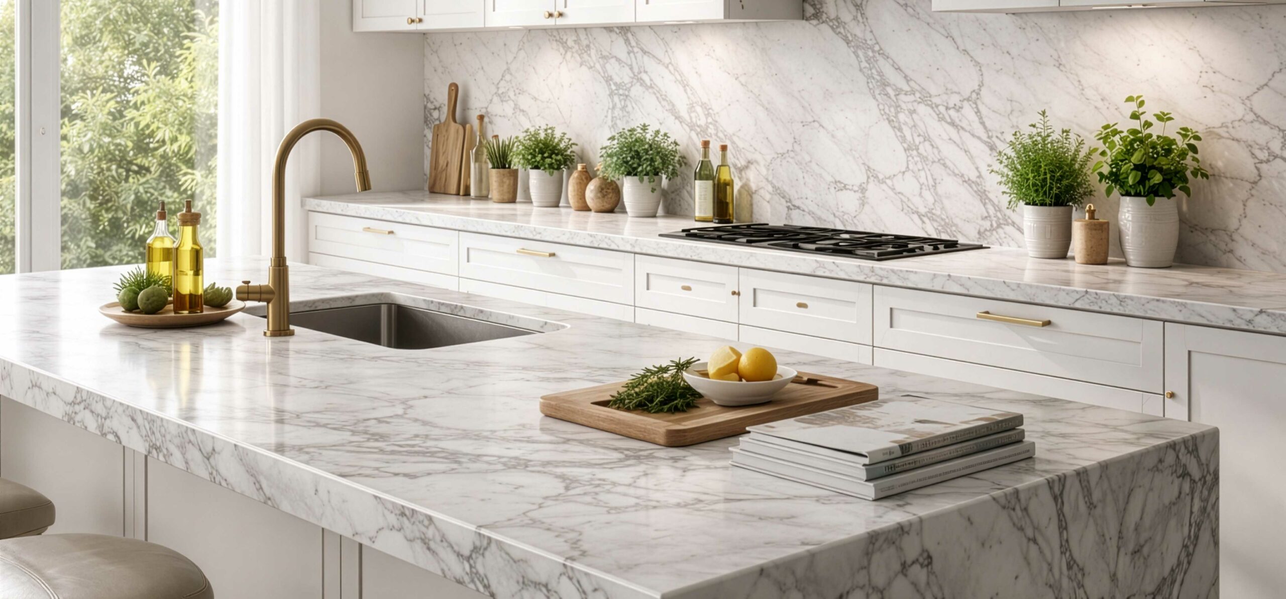 Planstone-cuisine-marbre-blanc-plan-travail-elegant